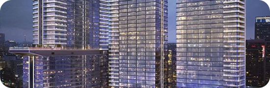 Modern glass hotel buildings